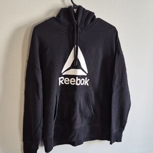 Reebok Black Hoodie with White Emblem
